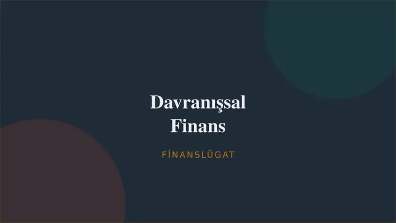 Davranışsal Finans — Finanslügat kapak görseli